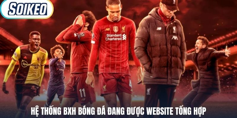 Hệ thống BXH bóng đá đang được website tổng hợp